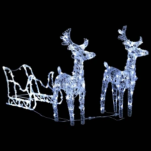 świąteczna dekoracja renifery z saniami, 160 diod led, 130 cm
