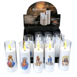 Świeca plast.LED dewocj.5x15cm (12szt)2xAA/DIA7024