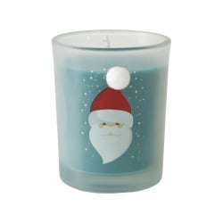 świeczka świąteczna zielona z mikołajem