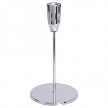 Świecznik aluminiowy stojak podstawka na długą świecę świeczkę srebrny 19,5 cm