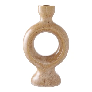 świecznik ceramiczny brązowy okrągły
