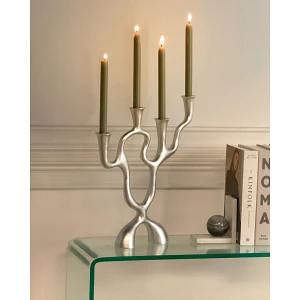 Świecznik FAMOES Metal 41 cm Srebrny Świecznik FAMOES Metal 41 cm Srebrny