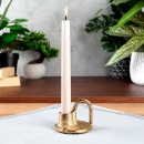 świecznik na długą świeczkę aluminiowy złoty 8x6,5 cm
