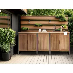 Szafka kuchenna ogrodowa ze zlewem IVREA Certyfikowane drewno akacjowe Brązowy/ czarny