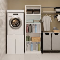 Szafka Łazienkowa Na Pralkę Lub Suszarkę POLA TWIN 1S BIAŁA Regał Szuflada