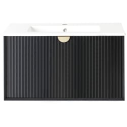 Szafka łazienkowa wisząca z umywalką BONAIRE 80 cm Czarny