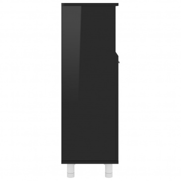 Szafka łazienkowa, wysoki połysk, czarna, 30x30x95 cm, płyta