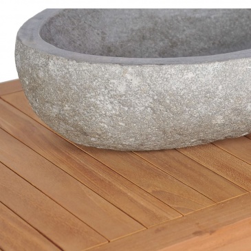 Szafka łazienkowa z kamienną umywalką, drewno tekowe