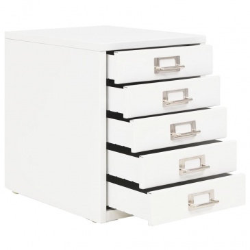 Szafka na dokumenty z 5 szufladami, metal, 28x35x35 cm, biała