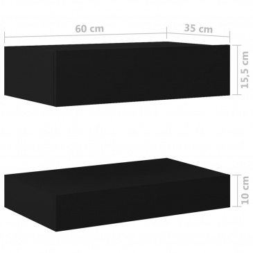 Szafka nocna, czarna, 60x35 cm, płyta wiórowa