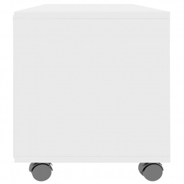Szafka pod TV z kółkami, wysoki połysk, biała, 90x35x35 cm