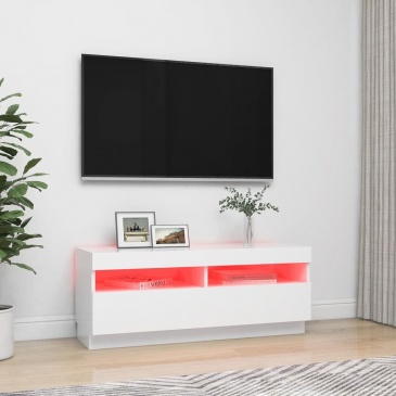 Szafka pod tv z oświetleniem led, biała, 100x35x40 cm