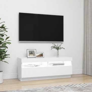 Szafka pod tv z oświetleniem led, biała, 100x35x40 cm