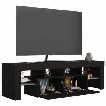 Szafka pod tv z oświetleniem led, czarna, 140x35x40 cm