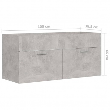 Szafka pod umywalkę, szarość betonu, 100x38,5x46 cm, płyta