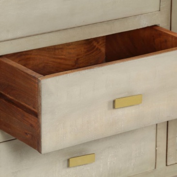 Szafka z szufladami, drewno mango, szaro-mosiężna, 140x40x80 cm