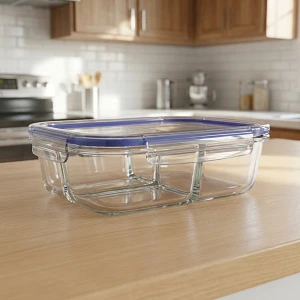 Szklana śniadaniówka z przegródkami 1040 ml – pojemnik na obiad do pracy, lunchbox, House Clue