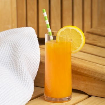 Szklanka wysoka 250 ml Koziol Cheers M transparentna pomarańczowa