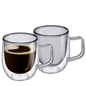 Szklanki do kawy o podwójnych ściankach, 2 szt., szkło borokrzemowe, 0,2 l, szare
