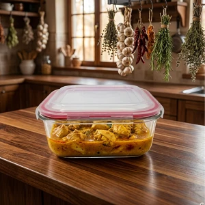 Szklany pojemnik na żywność z pokrywką 1200 ml – duży, do piekarnika i mikrofali, House Clue Oslo