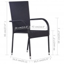 Sztaplowane krzesła ogrodowe, 6 szt., polirattan, czarne