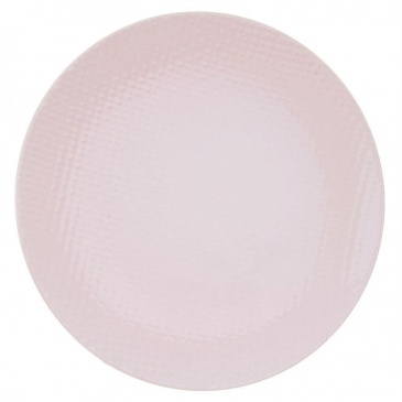 Talerz obiadowy płaski płytki ceramiczny pastelowy różowy relief 27 cm