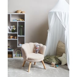 Toaletka dziecięca z taboretem Fotel dziecięcy HALBY Boucle Jasnobeżowy