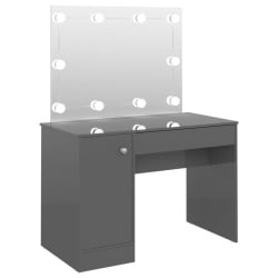 Toaletka z led, 110x55x145 cm, mdf, szara z połyskiem