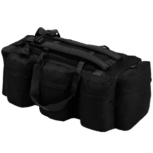 Torba wojskowa 3w1 worek w stylu militarnym 90 L czarna Torba wojskowa 3w1 worek w stylu militarnym 90 L czarna