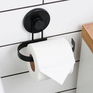 Uchwyt na papier toaletowy metalowy czarny na przyssawkę Uchwyt na papier toaletowy metalowy czarny na przyssawkę