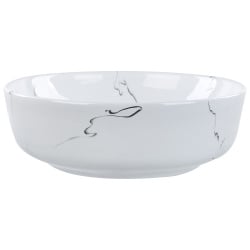 Umywalka nablatowa ceramiczna efekt marmuru ⌀ 42 cm biała hopi