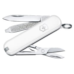 Victorinox - scyzoryk classic sd ze skórzanym etui - biały/brązowy