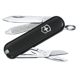 Victorinox - scyzoryk classic sd ze skórzanym etui - czarny/niebieski