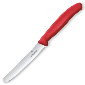 VICTORINOX - Swiss Classic - Nóż do warzyw i owoców - 11 cm - Ząbkowane ostrze - Czerwony VICTORINOX - Swiss Classic - Nóż do warzyw i owoców - 11 cm - Ząbkowane ostrze - Czerwony