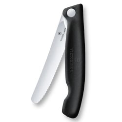 VICTORINOX - Swiss Classic - Składany nóż do warzyw i owoców - Ząbkowane ostrze - 11 cm - Czarny