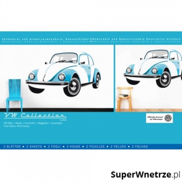 Naklejka ścienna Beetle Blue 135x81 cm BRISA VW kolorowa