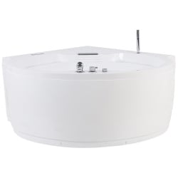 Wanna narożna z hydromasażem LED MILANO Wbudowany głośnik Bluetooth 181 x 150 cm Biały