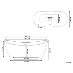Wanna wolnostojąca LED z hydromasażem ANTIGUA 168 x 80 cm Biały