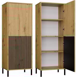 Witryna KAMARO 2DK SLIM/GŁADKI DĄB ARTISAN Lamele Front Ryflowany + Klasyczny