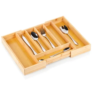 Wkład na sztućce do szuflady rozsuwany bambusowy 28-45x33,5 cm Wkład na sztućce do szuflady rozsuwany bambusowy 28-45x33,5 cm