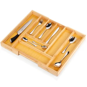 Wkład na sztućce do szuflady rozsuwany bambusowy 35,5-54,5x45,5 cm Wkład na sztućce do szuflady rozsuwany bambusowy 35,5-54,5x45,5 cm