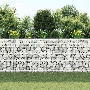 Wysokie donice gabionowe, 3 szt., 30x30x50 cm, żelazo Wysokie donice gabionowe, 3 szt., 30x30x50 cm, żelazo
