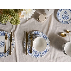 Zastawa stołowa 12-częściowa GALANGAL Porcelana Biały/ niebieski Zastawa stołowa 12-częściowa GALANGAL Porcelana Biały/ niebieski