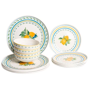 Zastawa stołowa 12-częściowa TARRAGON Porcelana Biały/ zielony Zastawa stołowa 12-częściowa TARRAGON Porcelana Biały/ zielony