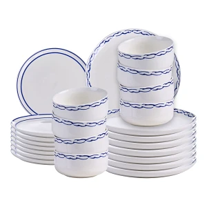 Zastawa stołowa 24-częściowa AMCHUR Porcelana Biały/ niebieski Zastawa stołowa 24-częściowa AMCHUR Porcelana Biały/ niebieski
