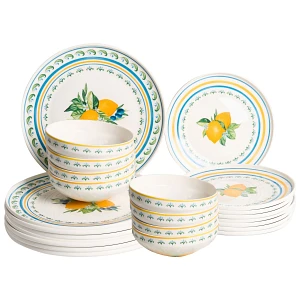 Zastawa stołowa 24-częściowa TARRAGON Porcelana Biały/ zielony Zastawa stołowa 24-częściowa TARRAGON Porcelana Biały/ zielony