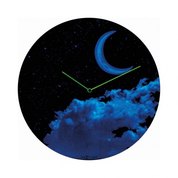 Zegar ścienny 35 cm Nextime New Moon Dome niebieski