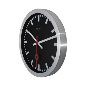 Zegar ścienny 35 cm Nextime Station czarny z kreskami