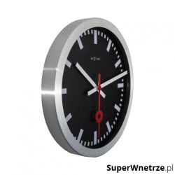 Zegar ścienny 35 cm Nextime Station czarny z kreskami