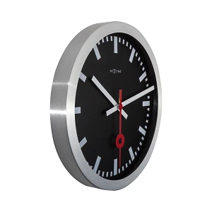 Zegar ścienny 35 cm Nextime Station czarny z kreskami